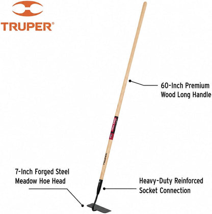 TruPro 7-Inch Forged Onion Hoe, 54-Inch Premium North American Ash Wood Handle, Heavy-Duty Professional Garden and Agricultural Cultivating Tool (Model 33571 / ATO-X)