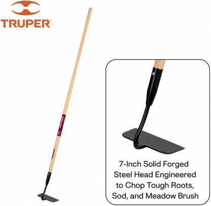 TruPro 7-Inch Forged Onion Hoe, 54-Inch Premium North American Ash Wood Handle, Heavy-Duty Professional Garden and Agricultural Cultivating Tool (Model 33571 / ATO-X)