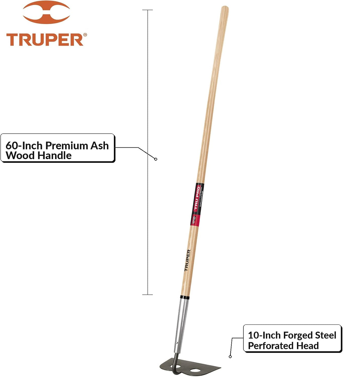 TruPro 7-Inch Forged Onion Hoe, 54-Inch Premium North American Ash Wood Handle, Heavy-Duty Professional Garden and Agricultural Cultivating Tool (Model 33571 / ATO-X)