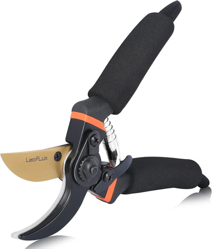 Pruning Shears, Professional SK5 Quality Durable Titanium Plated Rust-Proof Bypass Pruning Shears with Soft Cushion Grip Handle, Hand Pruners, Clippers for Gardening, 8 Inch, LFXP1003B