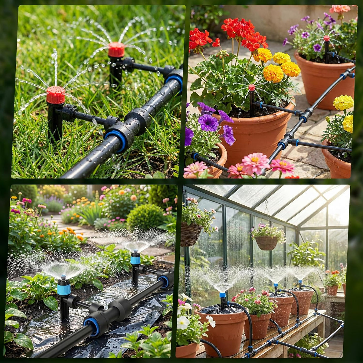 100FT Drip Irrigation Kit, 30 Adjustable Emitters, Quick Connect System