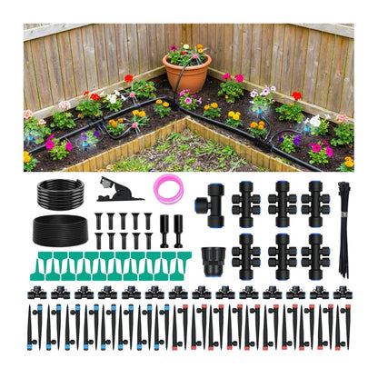 100FT Drip Irrigation Kit, 30 Adjustable Emitters, Quick Connect System