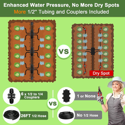 Drip Irrigation Kit for Garden, Quick-Connect Plant Watering System 230FT