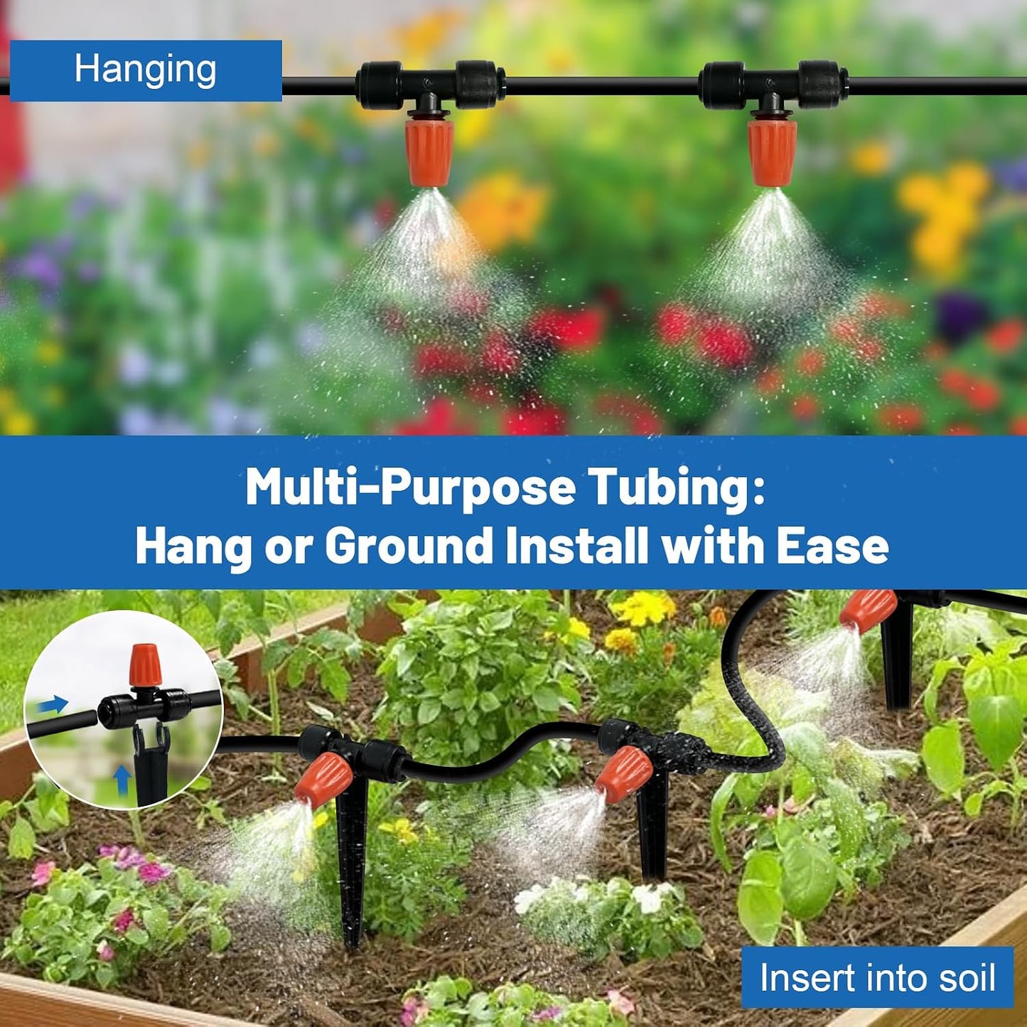 Drip Irrigation Kit for Garden, Quick-Connect Plant Watering System 230FT
