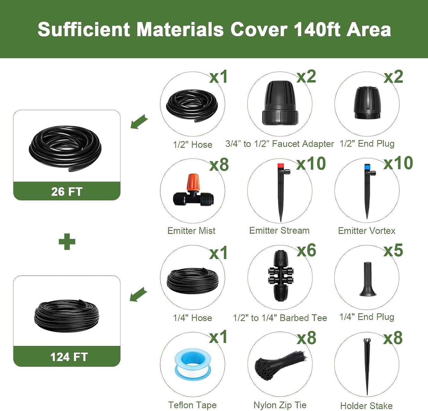 Drip Irrigation Kit for Garden, Quick-Connect Plant Watering System 230FT