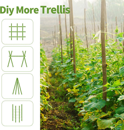 [32 Pcs] Garden Stakes, 18 Inches Natural Bamboo Plant Stakes, Plant Support Stakes with Twist Ties, Bamboo Sticks for Tomatoes, Beans, Flowers, Potted Plants, Indoor and Outdoor Climbing Plants