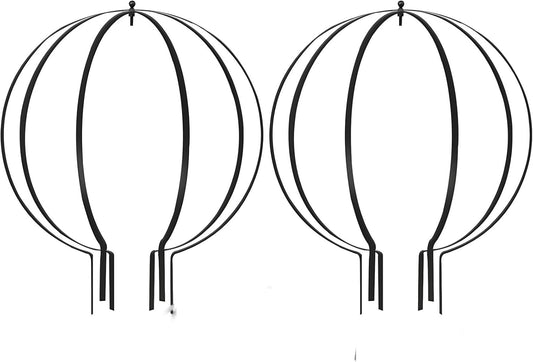 Metal Circle Trellis, Garden Sculpture Globe Topiary for Climbing Plants Outdoor Potted Round Planter Trellis Black Décor Garden Ornament for Patio Doorway Home Urn Filler-18.5"x14.96", 2Pack