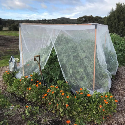 Garden Mesh Netting Kit, 10 * 33ft Ultra Fine Netting with 6pcs Garden Hoops for Raised Beds, Plants Cover Net for Vegetable Fruit, Animals Barrier Protection Greenhouse Row Cover
