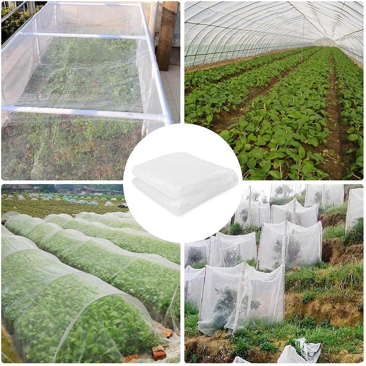 Garden Mesh Netting Kit, 10 * 33ft Ultra Fine Netting with 6pcs Garden Hoops for Raised Beds, Plants Cover Net for Vegetable Fruit, Animals Barrier Protection Greenhouse Row Cover