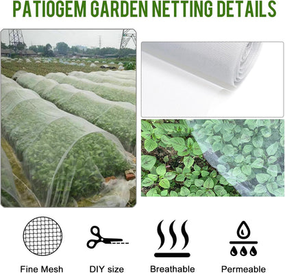 Garden Mesh Netting Kit, 10 * 33ft Ultra Fine Netting with 6pcs Garden Hoops for Raised Beds, Plants Cover Net for Vegetable Fruit, Animals Barrier Protection Greenhouse Row Cover