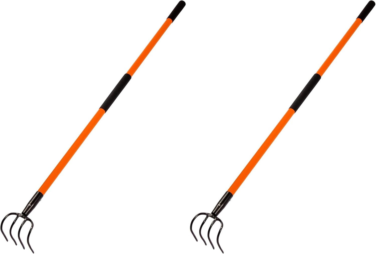 VNIMTI Cultivator for Gardening, 4 Tines Garden Cultivator with Fiberglass Handle, 58 Inches
