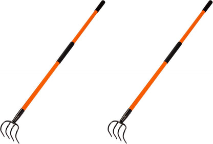 VNIMTI Cultivator for Gardening, 4 Tines Garden Cultivator with Fiberglass Handle, 58 Inches