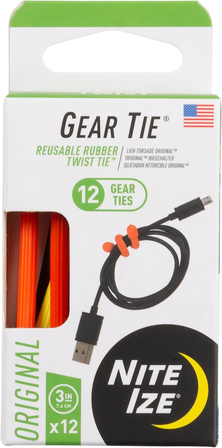 Gear Tie Original ProPacks - Reusable Rubber Twist Ties for Indoor & Outdoor Use - Bendable Wire Interior - Durable Rubber Exterior - Secure Grip - Black, 18" (6 Pack)