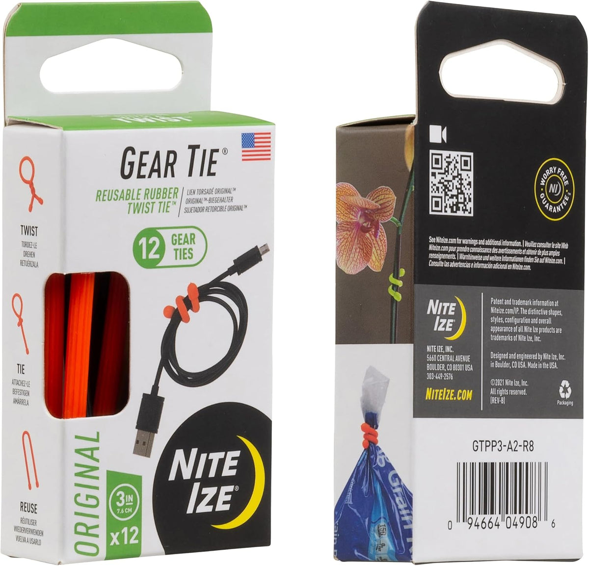 Gear Tie Original ProPacks - Reusable Rubber Twist Ties for Indoor & Outdoor Use - Bendable Wire Interior - Durable Rubber Exterior - Secure Grip - Black, 18" (6 Pack)