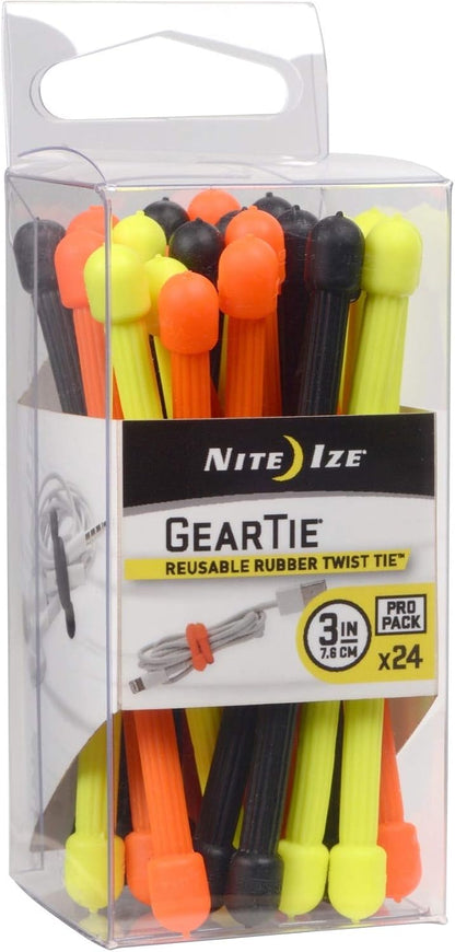 Gear Tie Original ProPacks - Reusable Rubber Twist Ties for Indoor & Outdoor Use - Bendable Wire Interior - Durable Rubber Exterior - Secure Grip - Black, 18" (6 Pack)