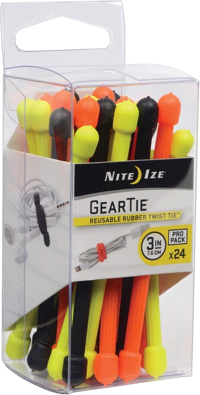 Gear Tie Original ProPacks - Reusable Rubber Twist Ties for Indoor & Outdoor Use - Bendable Wire Interior - Durable Rubber Exterior - Secure Grip - Black, 18" (6 Pack)