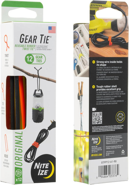 Gear Tie Original ProPacks - Reusable Rubber Twist Ties for Indoor & Outdoor Use - Bendable Wire Interior - Durable Rubber Exterior - Secure Grip - Black, 18" (6 Pack)