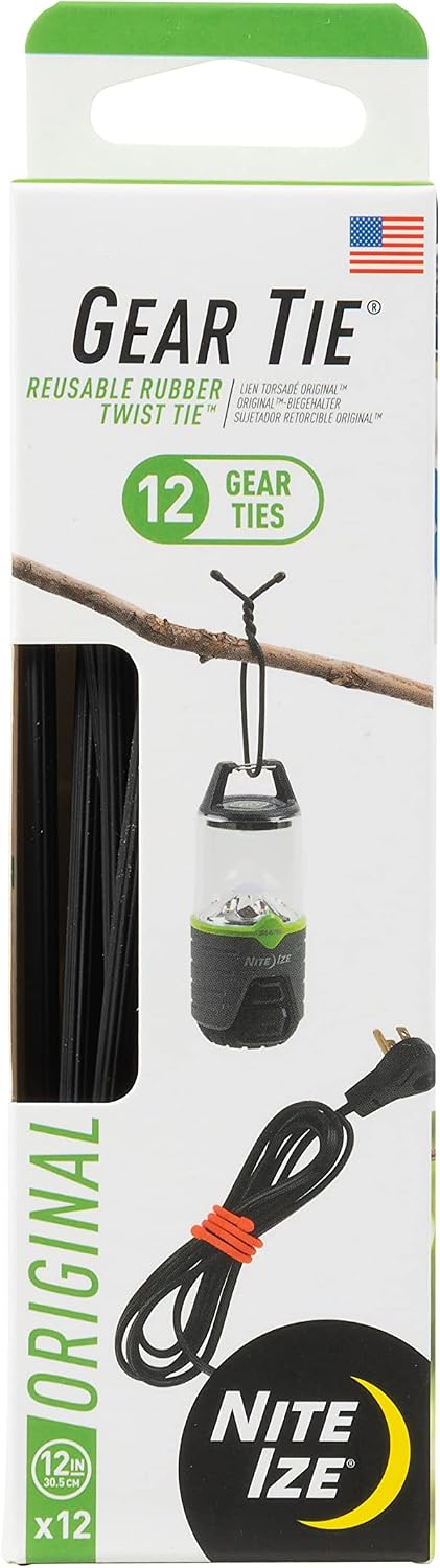 Gear Tie Original ProPacks - Reusable Rubber Twist Ties for Indoor & Outdoor Use - Bendable Wire Interior - Durable Rubber Exterior - Secure Grip - Black, 18" (6 Pack)
