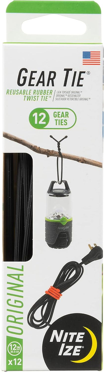 Gear Tie Original ProPacks - Reusable Rubber Twist Ties for Indoor & Outdoor Use - Bendable Wire Interior - Durable Rubber Exterior - Secure Grip - Black, 18" (6 Pack)