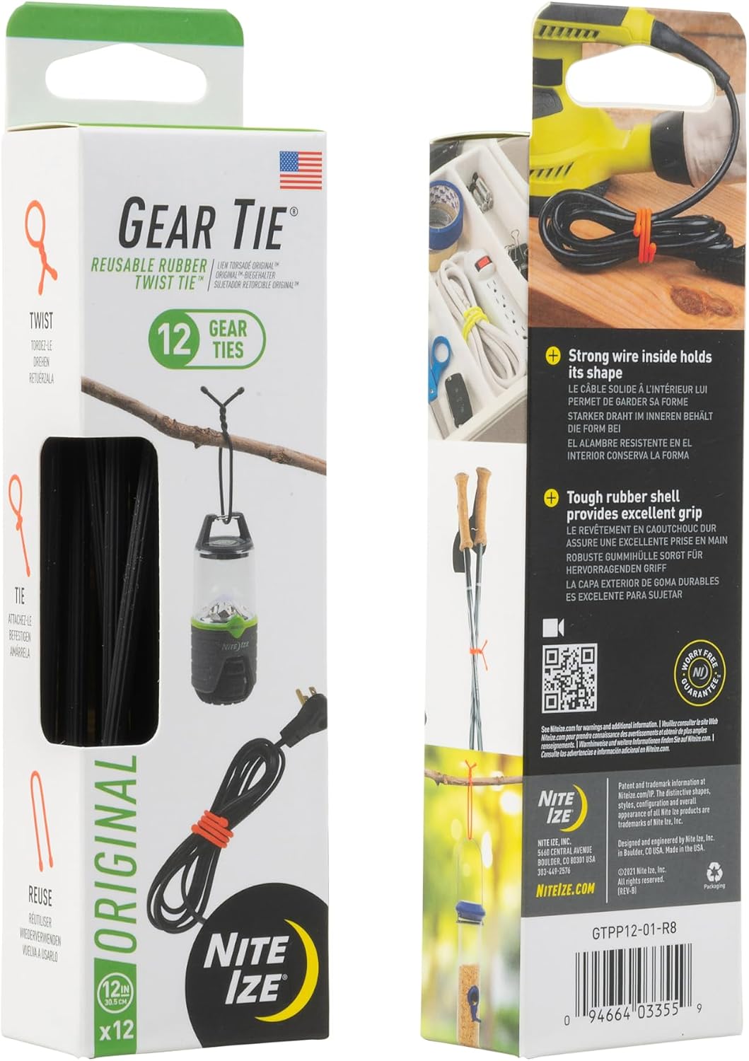 Gear Tie Original ProPacks - Reusable Rubber Twist Ties for Indoor & Outdoor Use - Bendable Wire Interior - Durable Rubber Exterior - Secure Grip - Black, 18" (6 Pack)