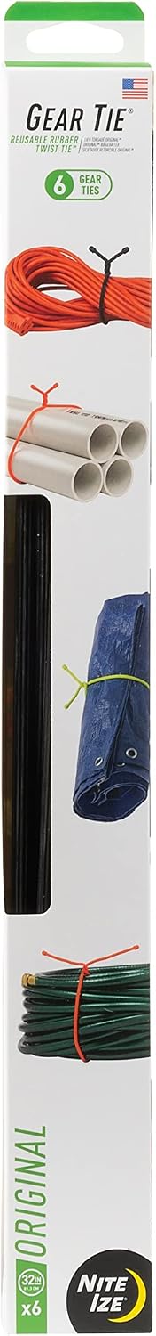 Gear Tie Original ProPacks - Reusable Rubber Twist Ties for Indoor & Outdoor Use - Bendable Wire Interior - Durable Rubber Exterior - Secure Grip - Black, 18" (6 Pack)