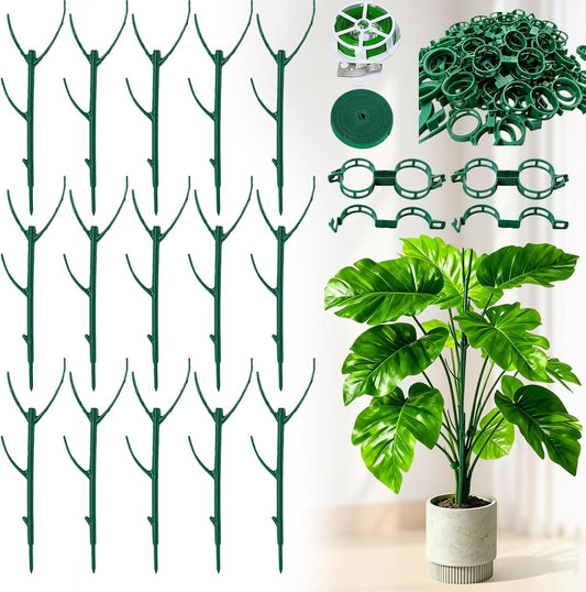 15 Pack Stackable Monstera Plant Support,Adjustable Plant Support Pole