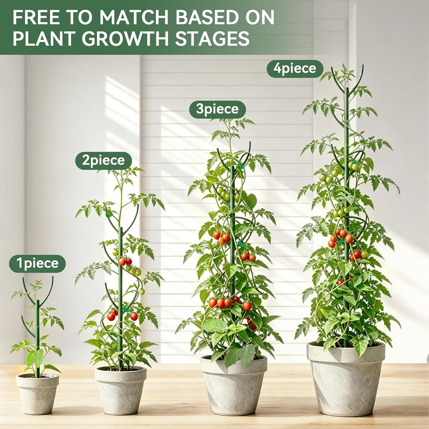 15 Pack Stackable Monstera Plant Support,Adjustable Plant Support Pole