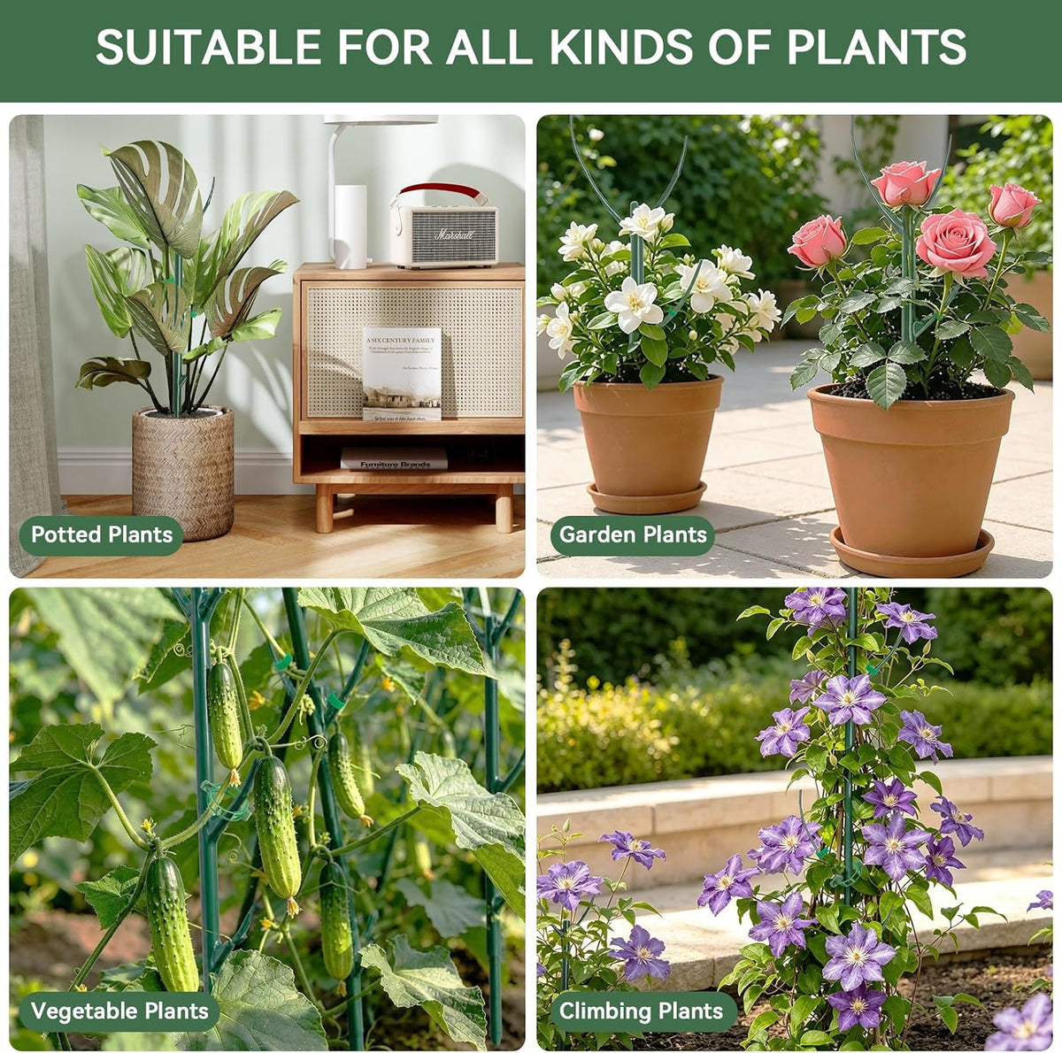 15 Pack Stackable Monstera Plant Support,Adjustable Plant Support Pole