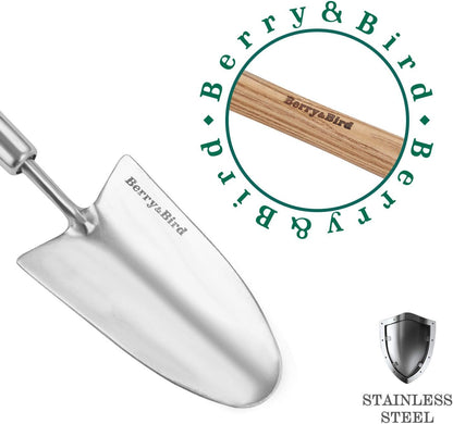 Stainless Steel Gardening Trowel, 23.43in Ash Wooden Long Handle