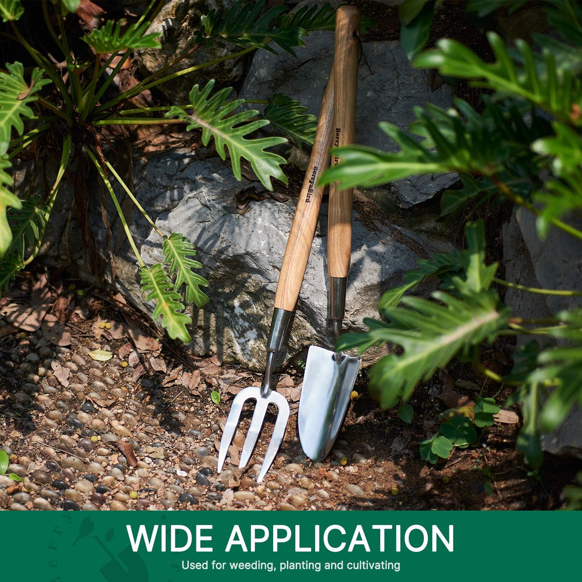 Stainless Steel Gardening Trowel, 23.43in Ash Wooden Long Handle
