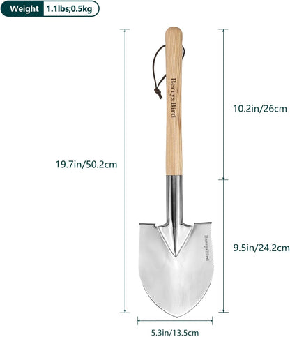 Stainless Steel Gardening Trowel, 23.43in Ash Wooden Long Handle