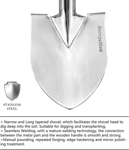 Stainless Steel Gardening Trowel, 23.43in Ash Wooden Long Handle