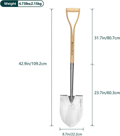 Stainless Steel Gardening Trowel, 23.43in Ash Wooden Long Handle