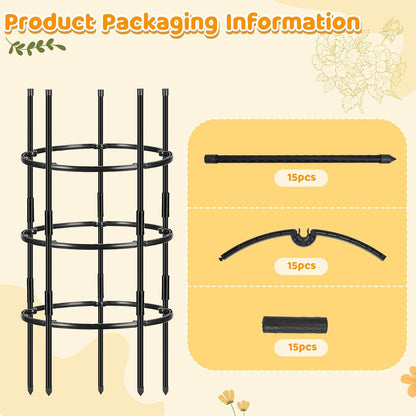 19.5" D x 39" H Peony Plant Support Cage,3-Tier Stackable