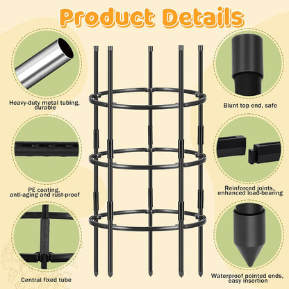 19.5" D x 39" H Peony Plant Support Cage,3-Tier Stackable
