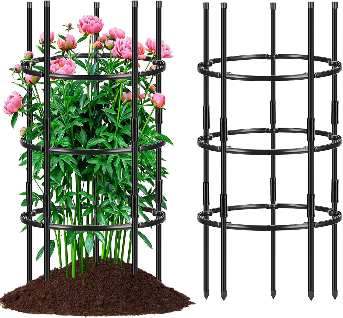 19.5" D x 39" H Peony Plant Support Cage,3-Tier Stackable