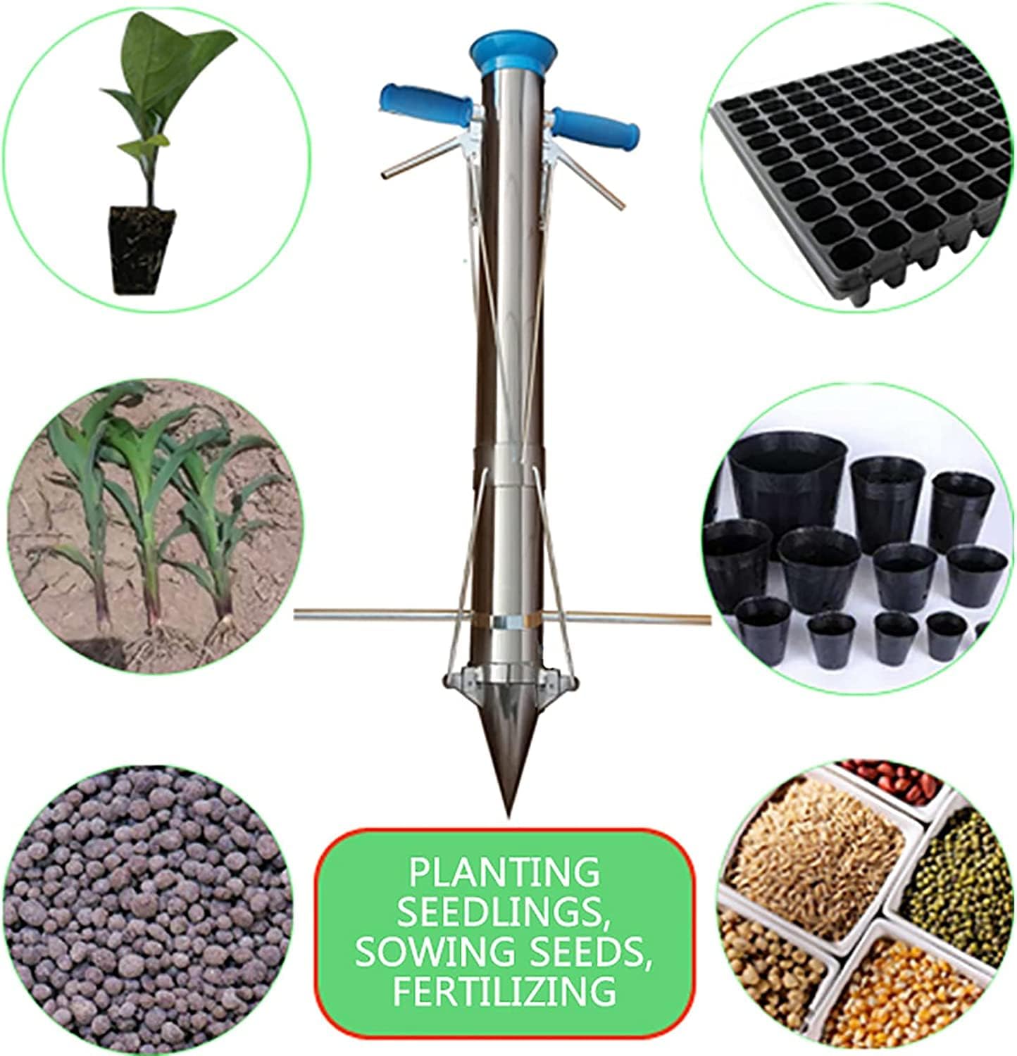 Seedling Transplanter, Stand Up Bulb Planter, Seedling Transplanter, Long Handled Sponge Handles, Long Handled Stainless Steel, Transplanting Tool