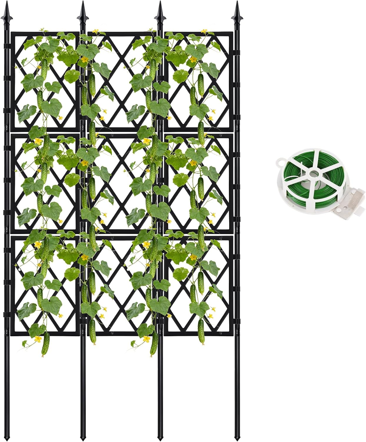 63 Inch Black Metal Pipe Garden Trellis Support Fence Frame for Climbing