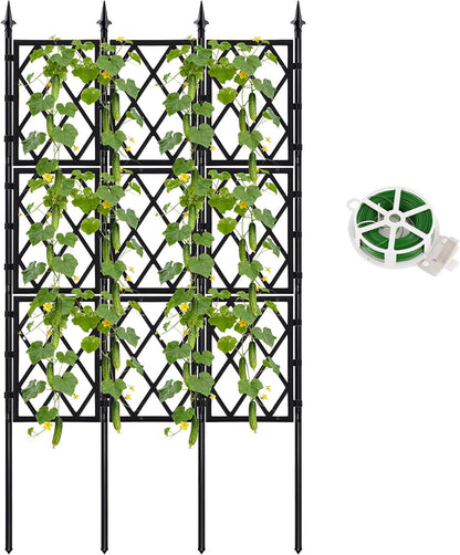 63 Inch Black Metal Pipe Garden Trellis Support Fence Frame for Climbing