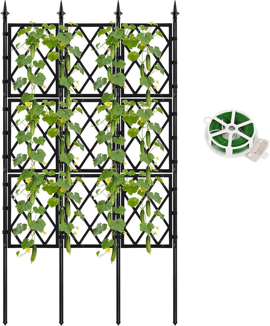 63 Inch Black Metal Pipe Garden Trellis Support Fence Frame for Climbing