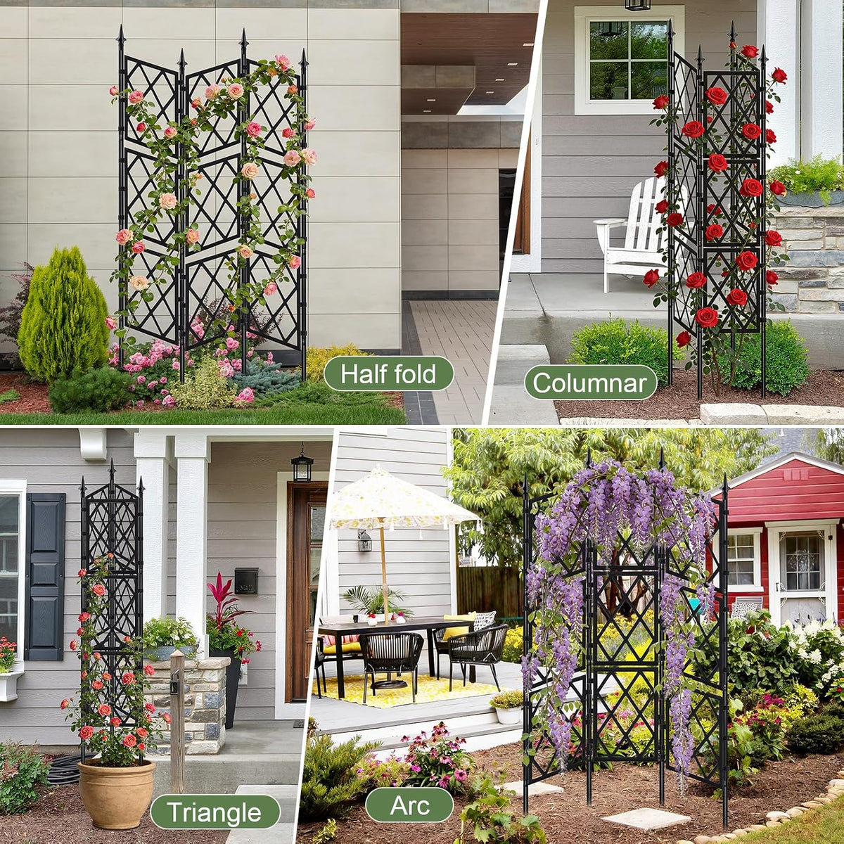 63 Inch Black Metal Pipe Garden Trellis Support Fence Frame for Climbing