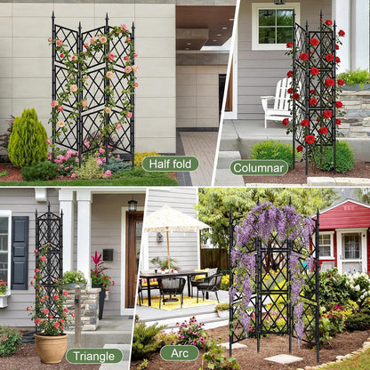 63 Inch Black Metal Pipe Garden Trellis Support Fence Frame for Climbing