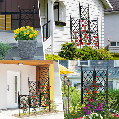 63 Inch Black Metal Pipe Garden Trellis Support Fence Frame for Climbing
