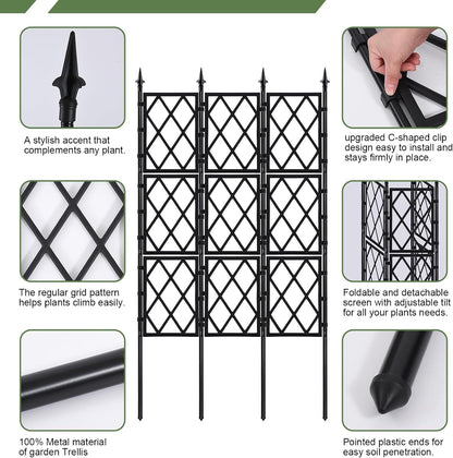 63 Inch Black Metal Pipe Garden Trellis Support Fence Frame for Climbing