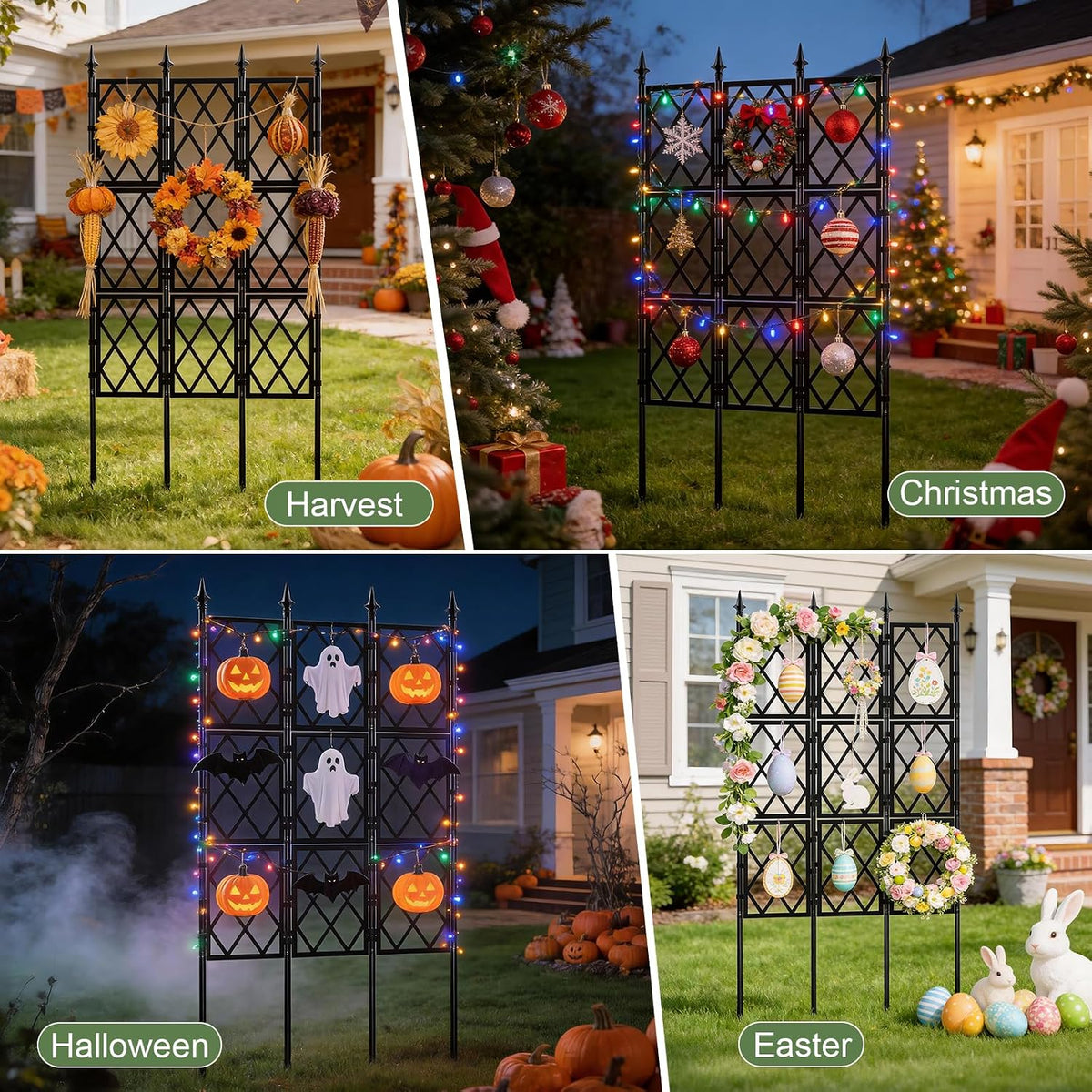 63 Inch Black Metal Pipe Garden Trellis Support Fence Frame for Climbing