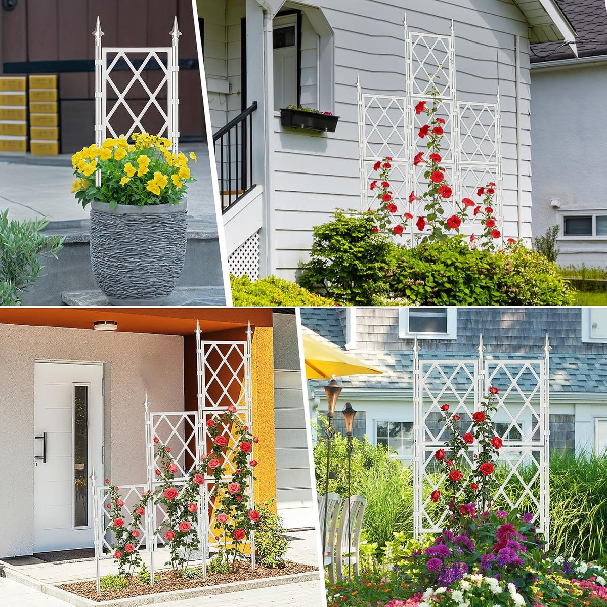 63 Inch Black Metal Pipe Garden Trellis Support Fence Frame for Climbing