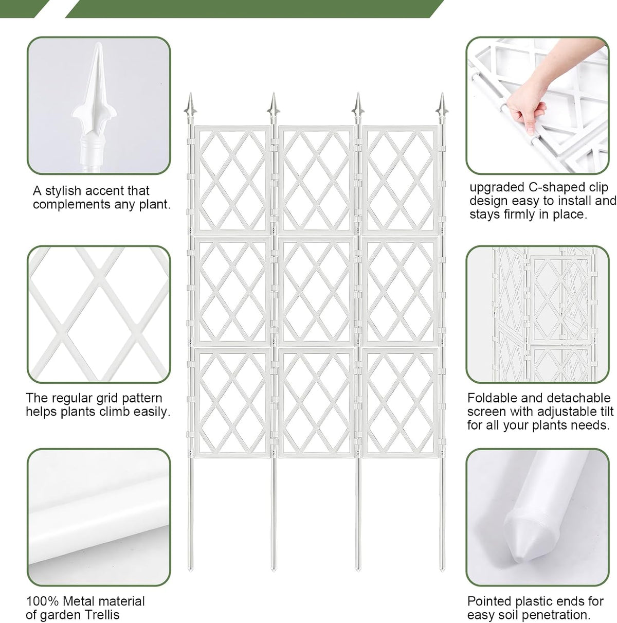 63 Inch Black Metal Pipe Garden Trellis Support Fence Frame for Climbing