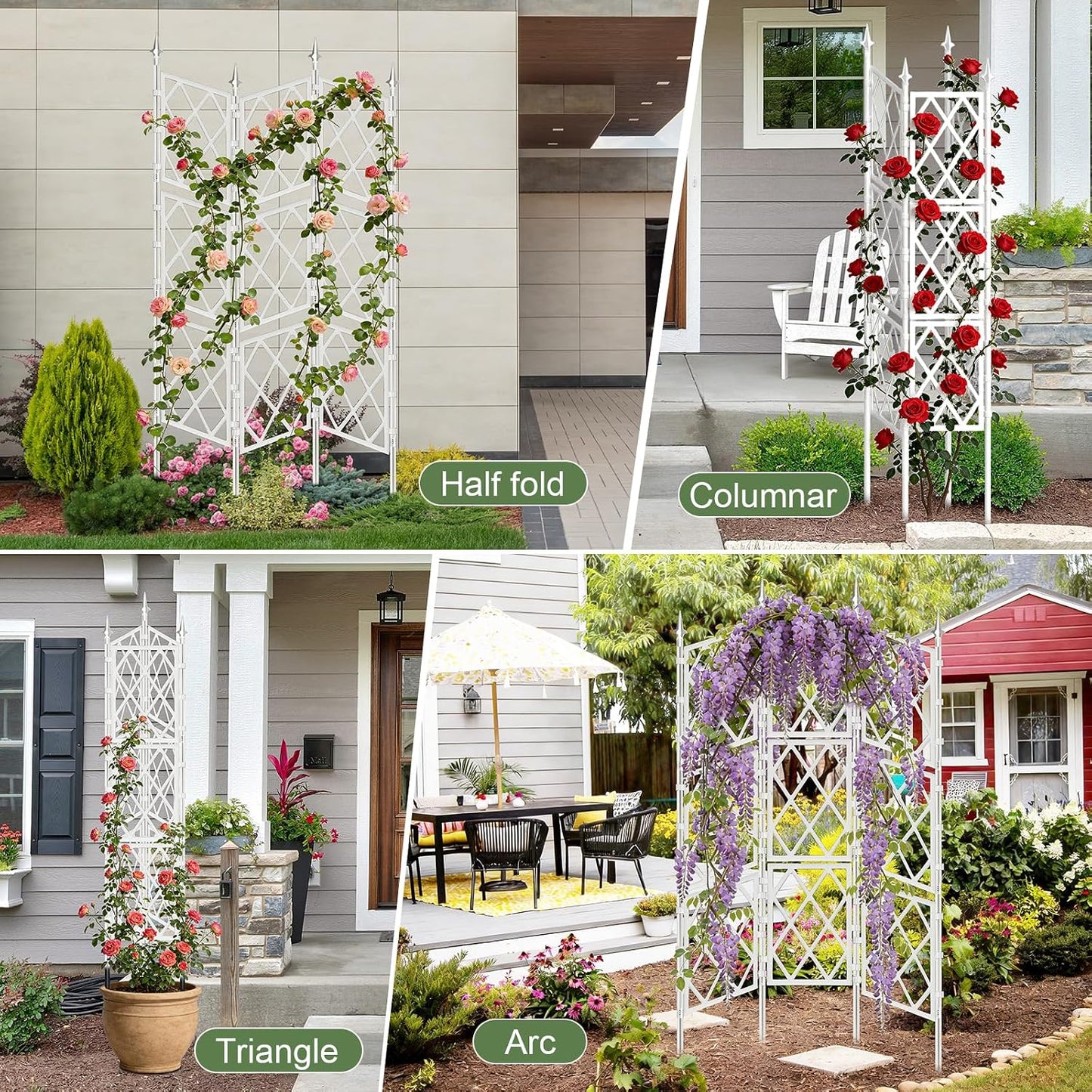 63 Inch Black Metal Pipe Garden Trellis Support Fence Frame for Climbing