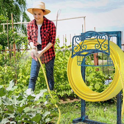 Garden Hose Holder - Upgraded Water Hose Holder Holds, Heavy Duty Metal Freestanding Hose Stand Sturdy, Detachable Garden Hoses Storage Rack for Outside Yard Lawn (Black)