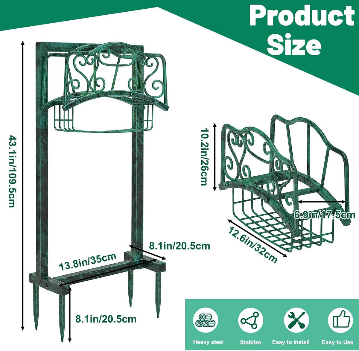 Garden Hose Holder - Upgraded Water Hose Holder Holds, Heavy Duty Metal Freestanding Hose Stand Sturdy, Detachable Garden Hoses Storage Rack for Outside Yard Lawn (Black)
